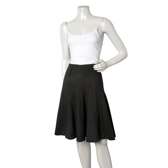 INC Knee Length Flare Circle Skirt Stretch Evening Fancy Zip Back Black Office - Picture 2 of 7
